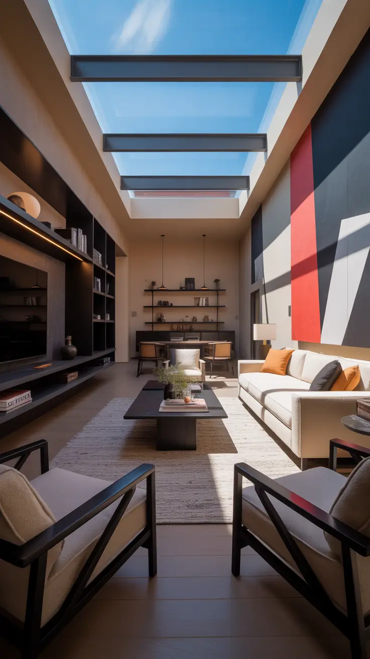 Parlor Room Ideas Modern With Skylight Ceiling And Open Loft Layout