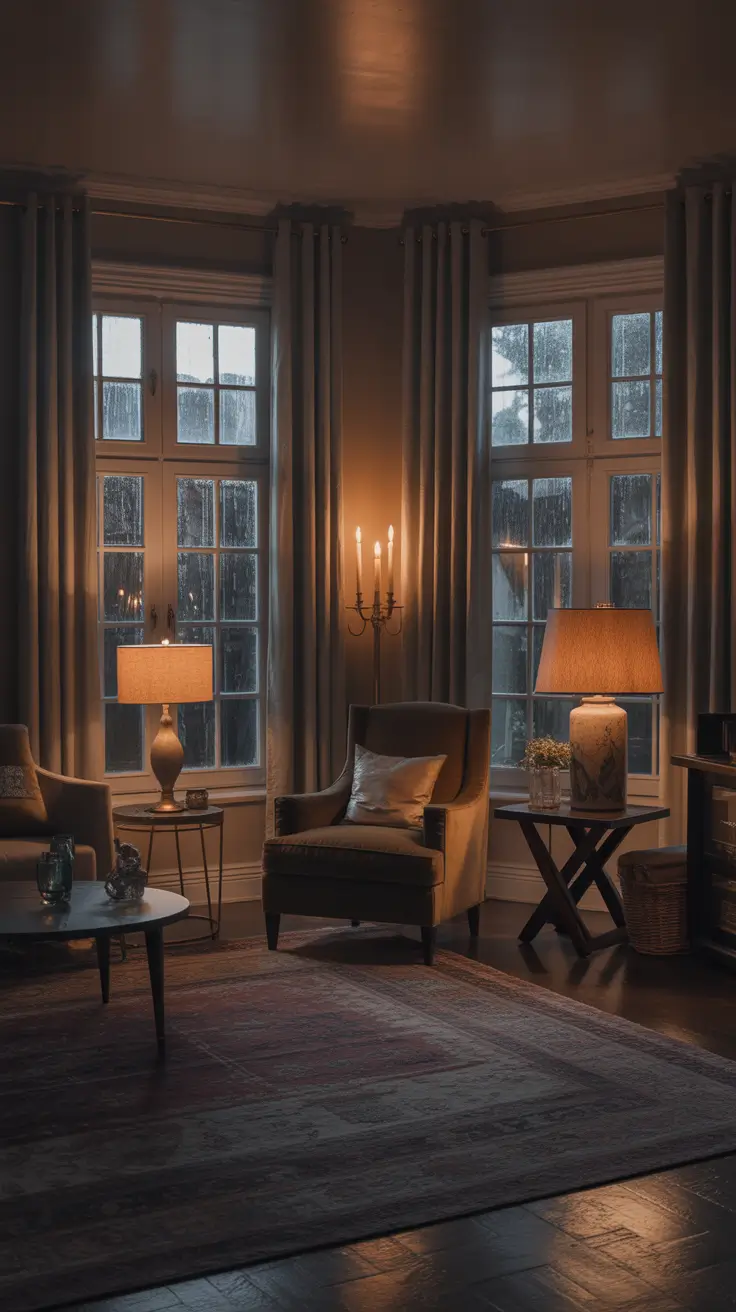 Parlor Room Ideas Cozy With Leather Accent Chairs And Warm Autumn Tones