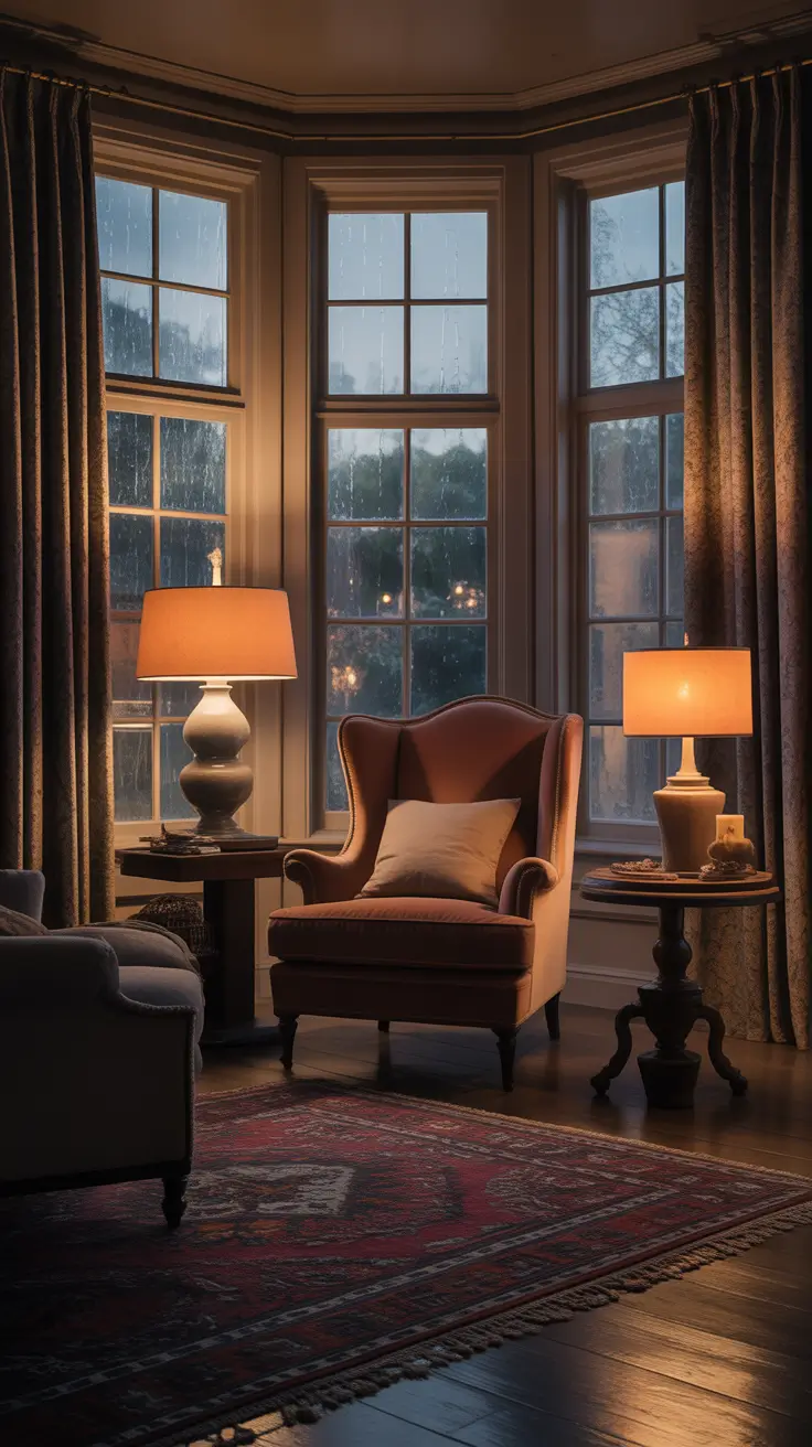 Parlor Room Ideas Cozy With Leather Accent Chairs And Warm Autumn Tones