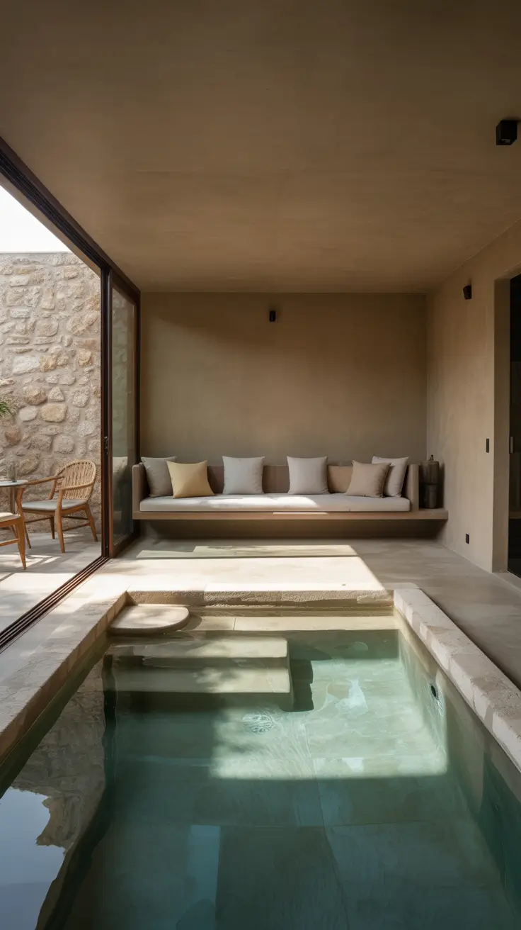 plunge pool ideas 2026 indoor courtyard plunge pool design