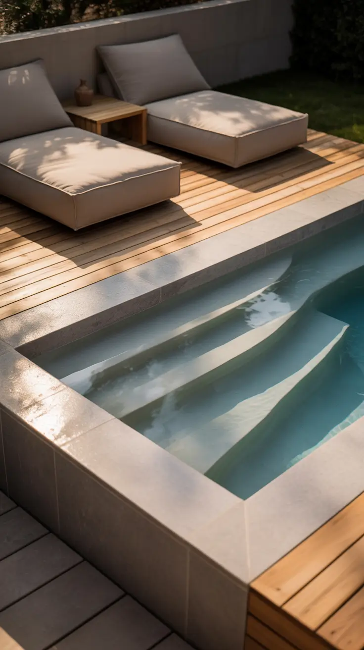 plunge pool ideas 2026 with built in loungers
