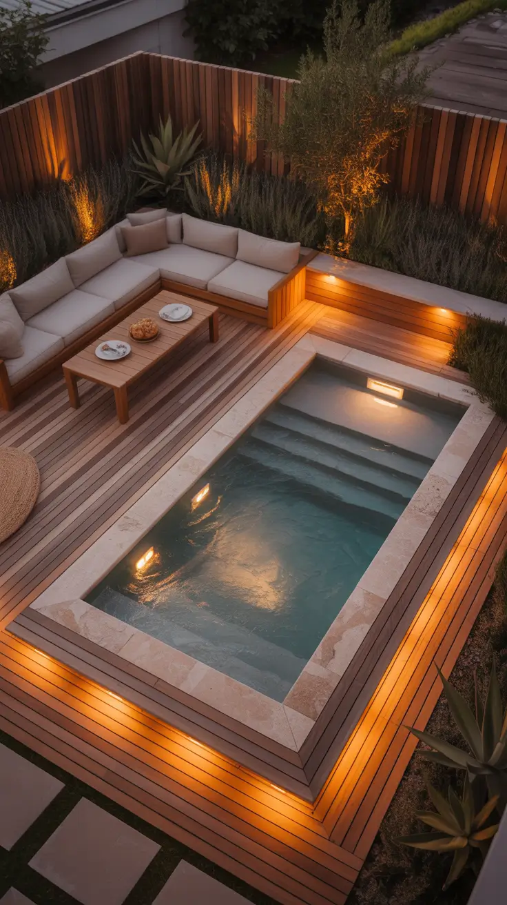 plunge pool ideas 2026 evening courtyard pool