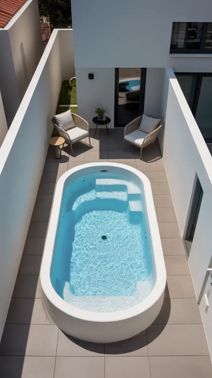 plunge pool ideas 2026 narrow courtyard layout