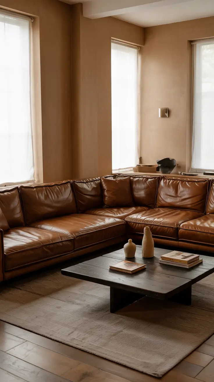 sectionals living room ideas 2026 Leather Sectionals Living Room Ideas In Brown Leather And Tan