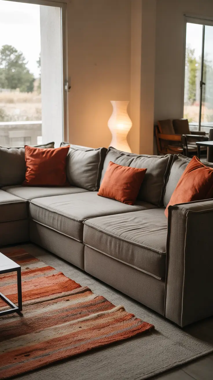 sectionals living room ideas 2026 Living Room Ideas With Sectionals Highlighting Orange Color Pops