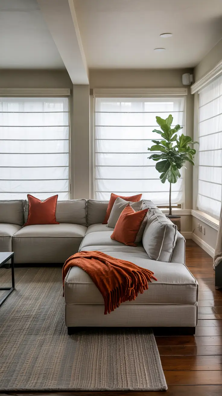 sectionals living room ideas 2026 Living Room Ideas With Sectionals Highlighting Orange Color Pops