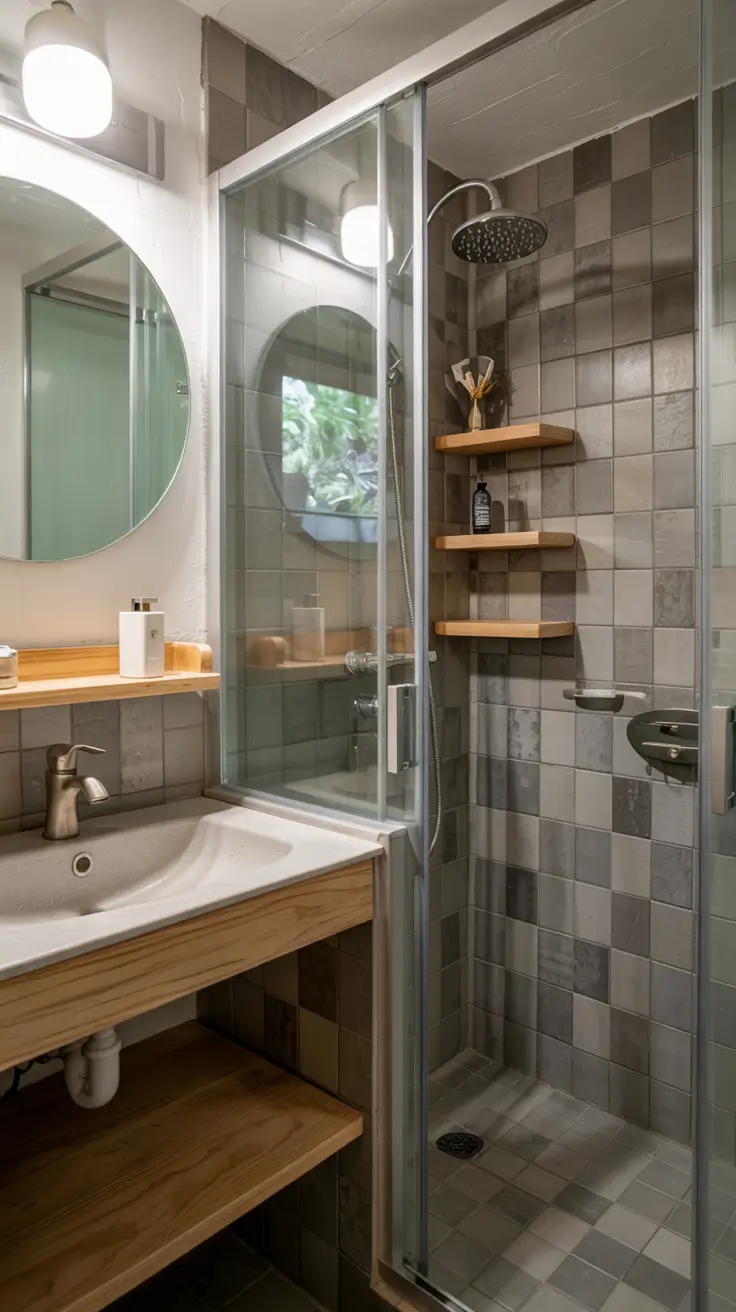 shower remodel ideas 2026 13 – Walk In Shower Remodel Ideas With Half Wall And Glass Door