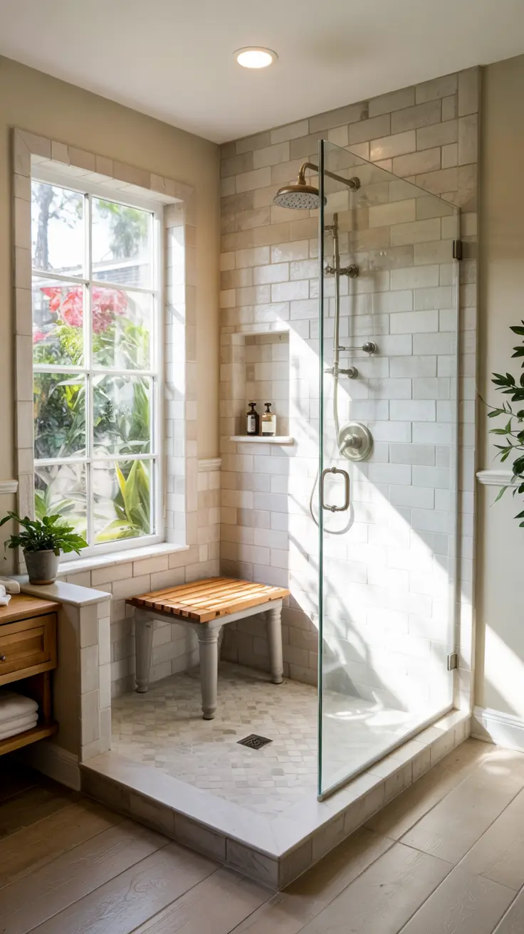 shower remodel ideas 2026 15 – Bench Shower Remodel Ideas For Relaxing Spa Like Bathrooms