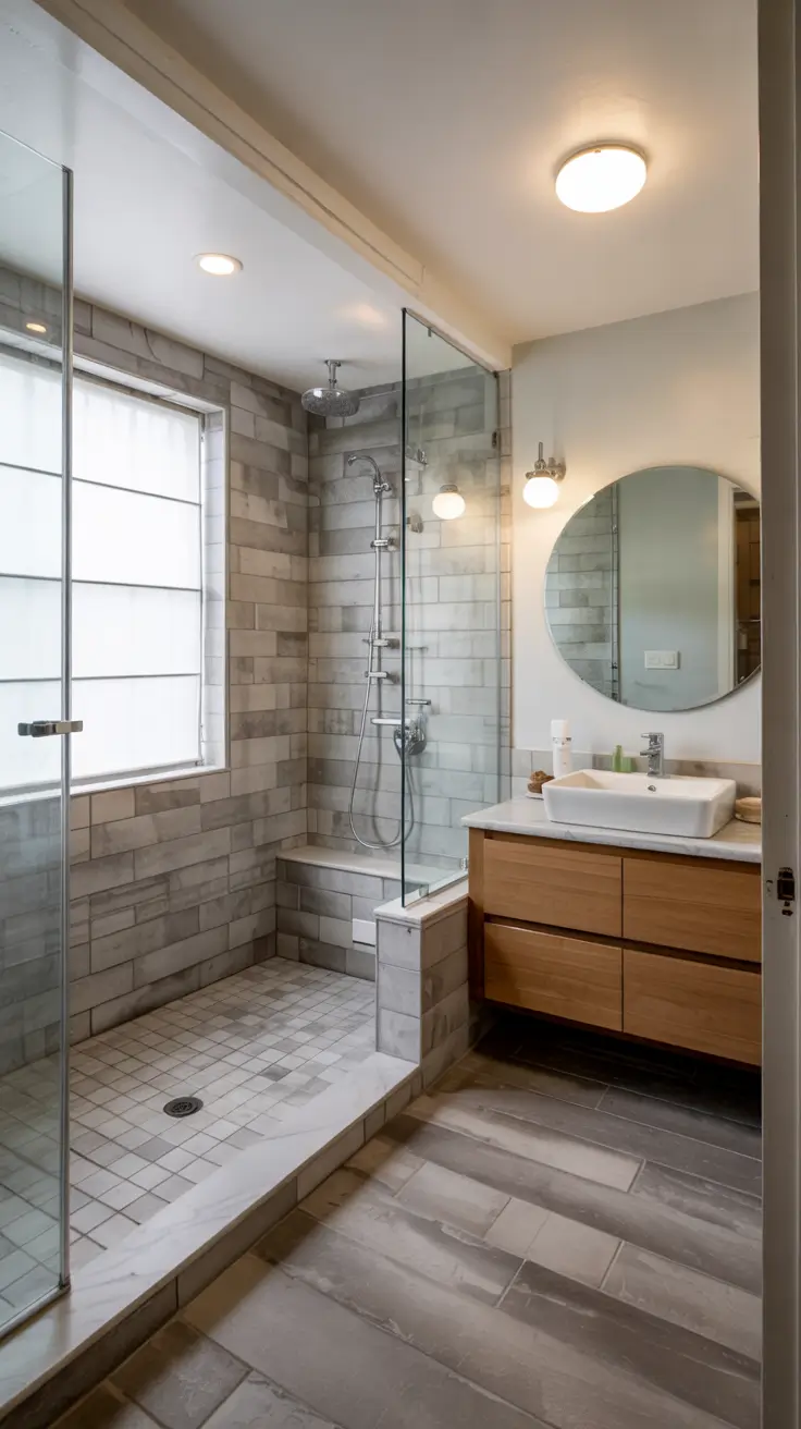 shower remodel ideas 2026 19 – Walk In Shower Remodel Ideas With Long Wall Niche