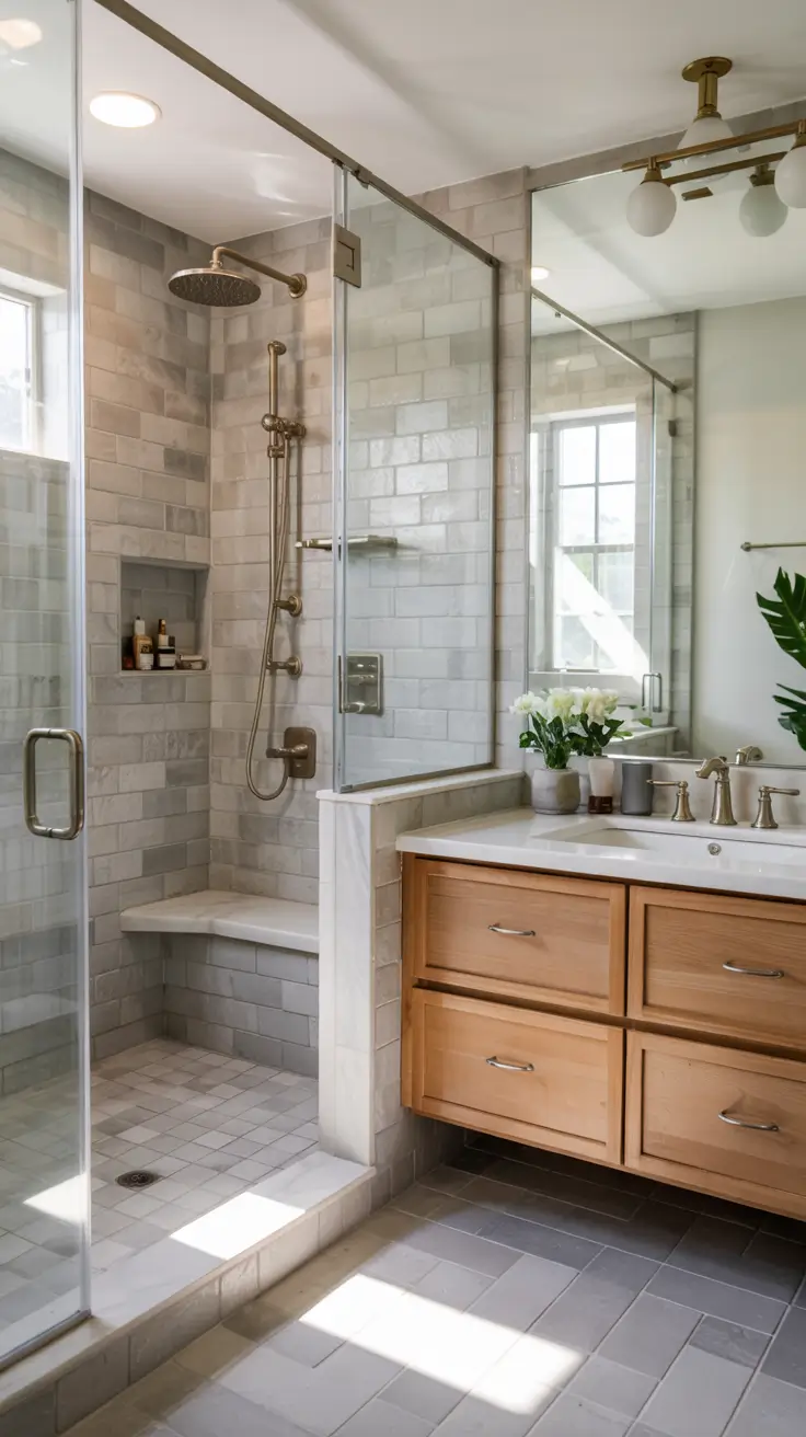 shower remodel ideas 2026 21 – Small Bathroom Shower Remodel Ideas With Vertical Tile Layout