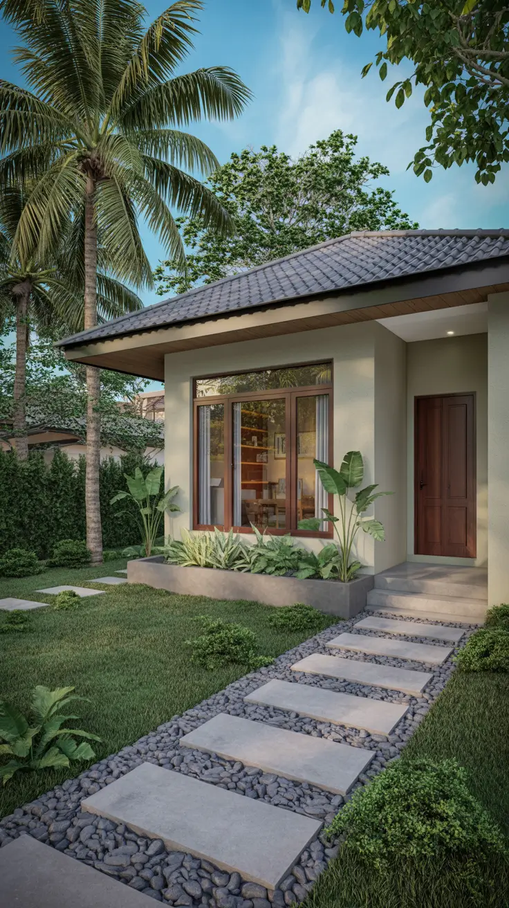 simple landscaping front yard 2026 Simple Landscaping Front Yard Kerala Style With Tropical Balance