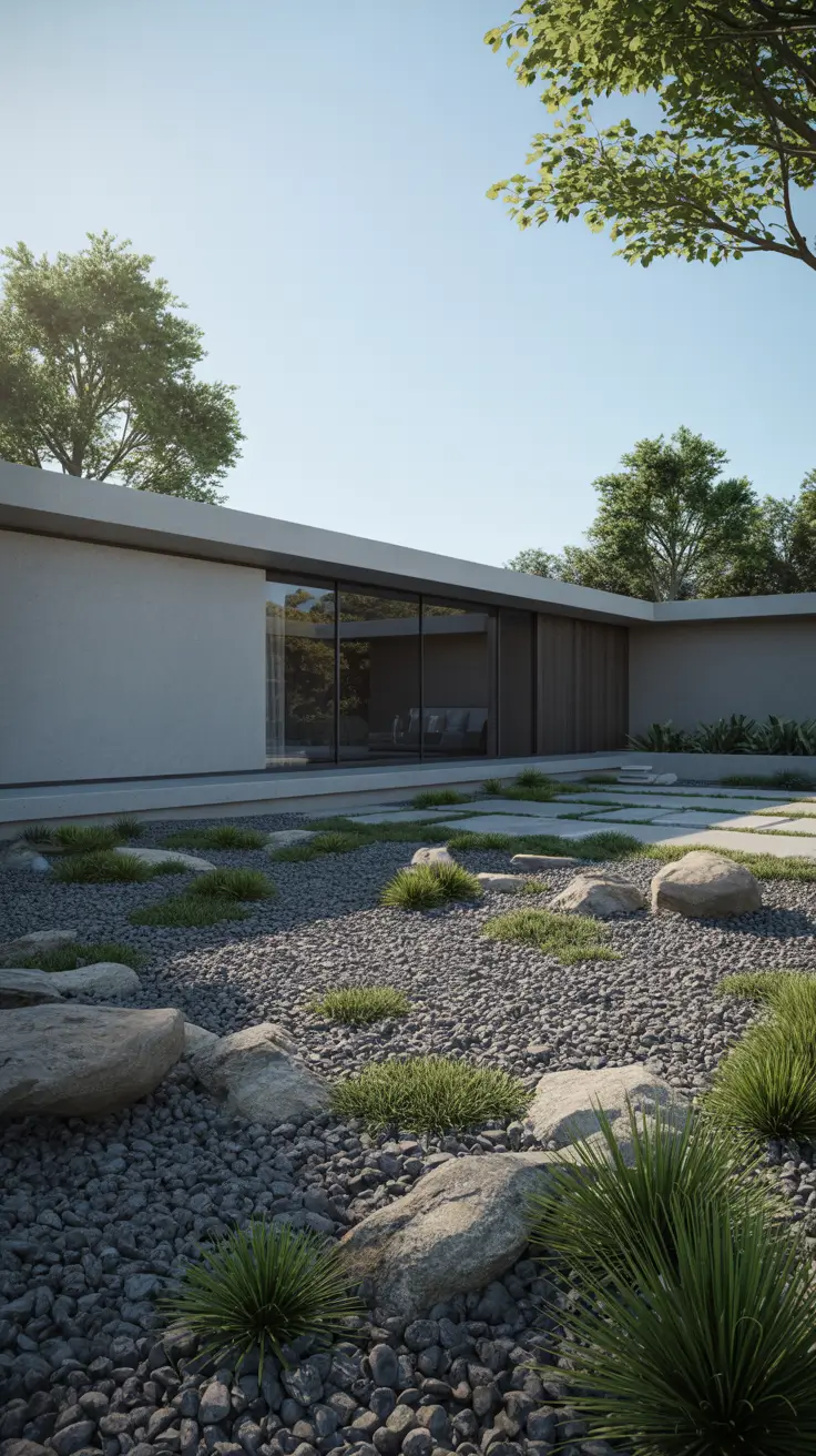 simple landscaping front yard 2026 Low Maintenance With Rocks For A Modern Front Yard