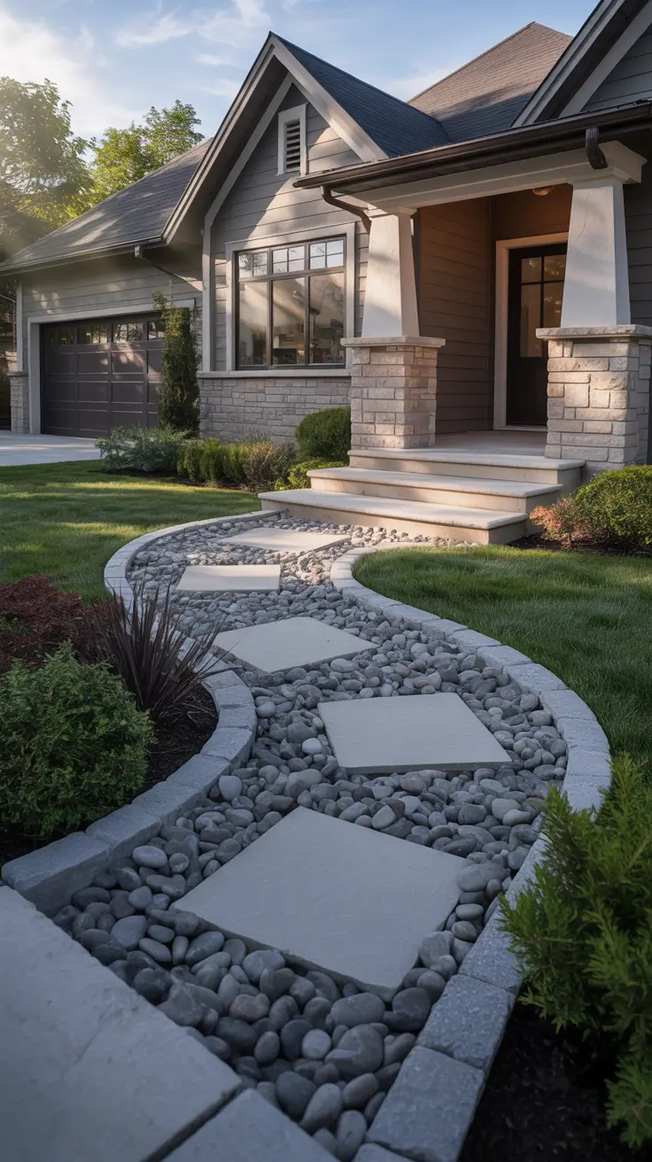 simple landscaping front yard 2026 Simple Landscaping Front Yard Rock Ideas With River Rock Accents