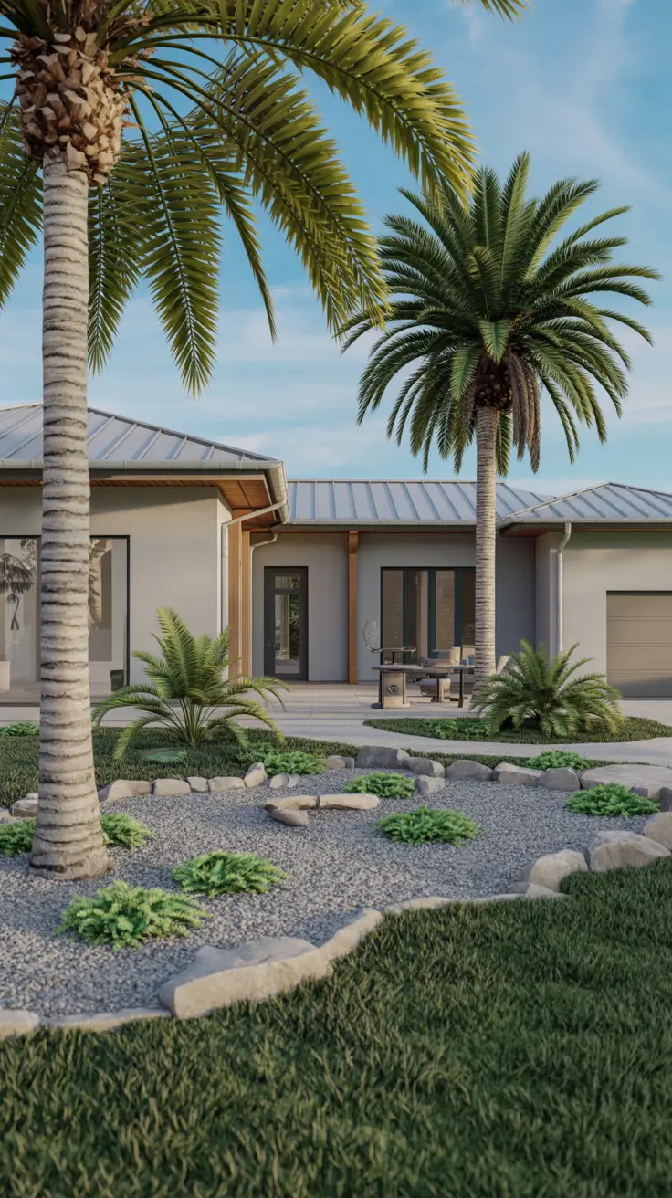 simple landscaping front yard 2026 Simple Landscaping Front Yard Florida Style With Palm Trees