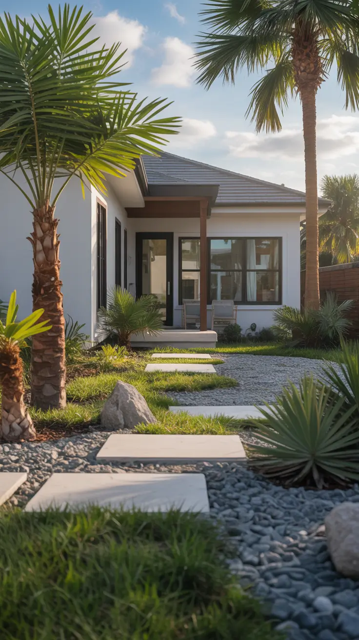 simple landscaping front yard 2026 Simple Landscaping Front Yard Florida Style With Palm Trees