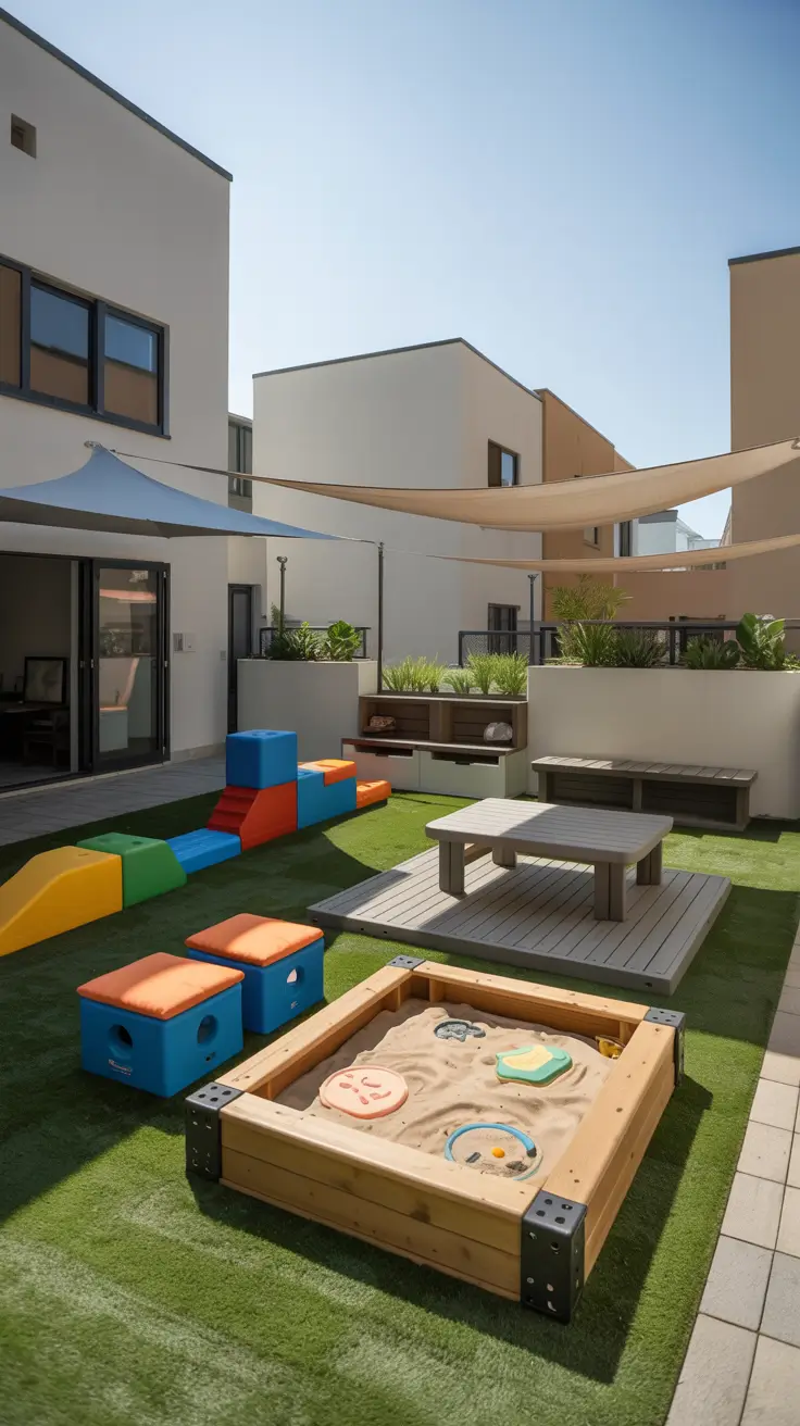 small backyard ideas for kids 2026 Small Backyard Ideas For Kids With Modern Shade And Flexible Play Blocks