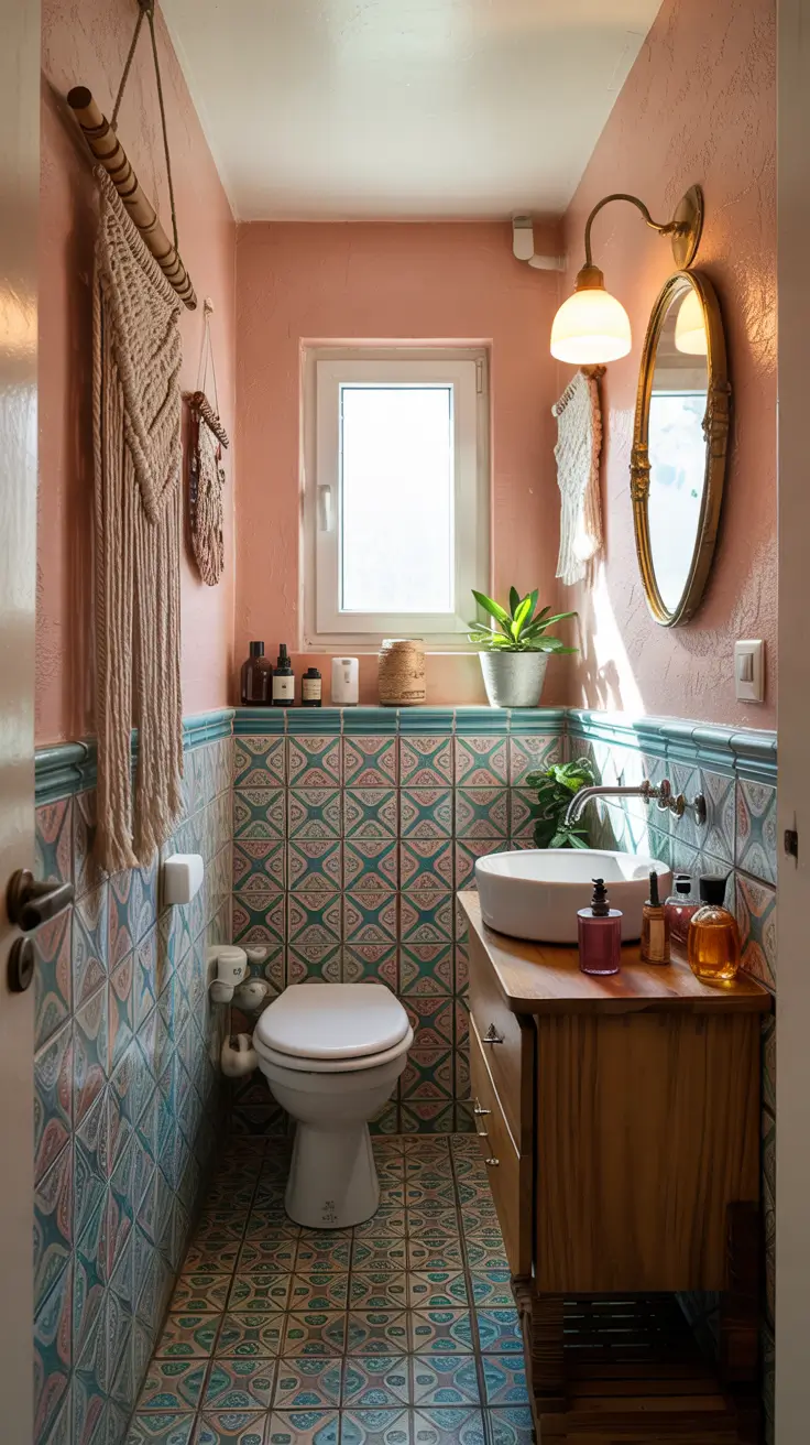small bathroom ideas 2026 Small Bathroom Ideas Apartment Pink Bohemian Mix
