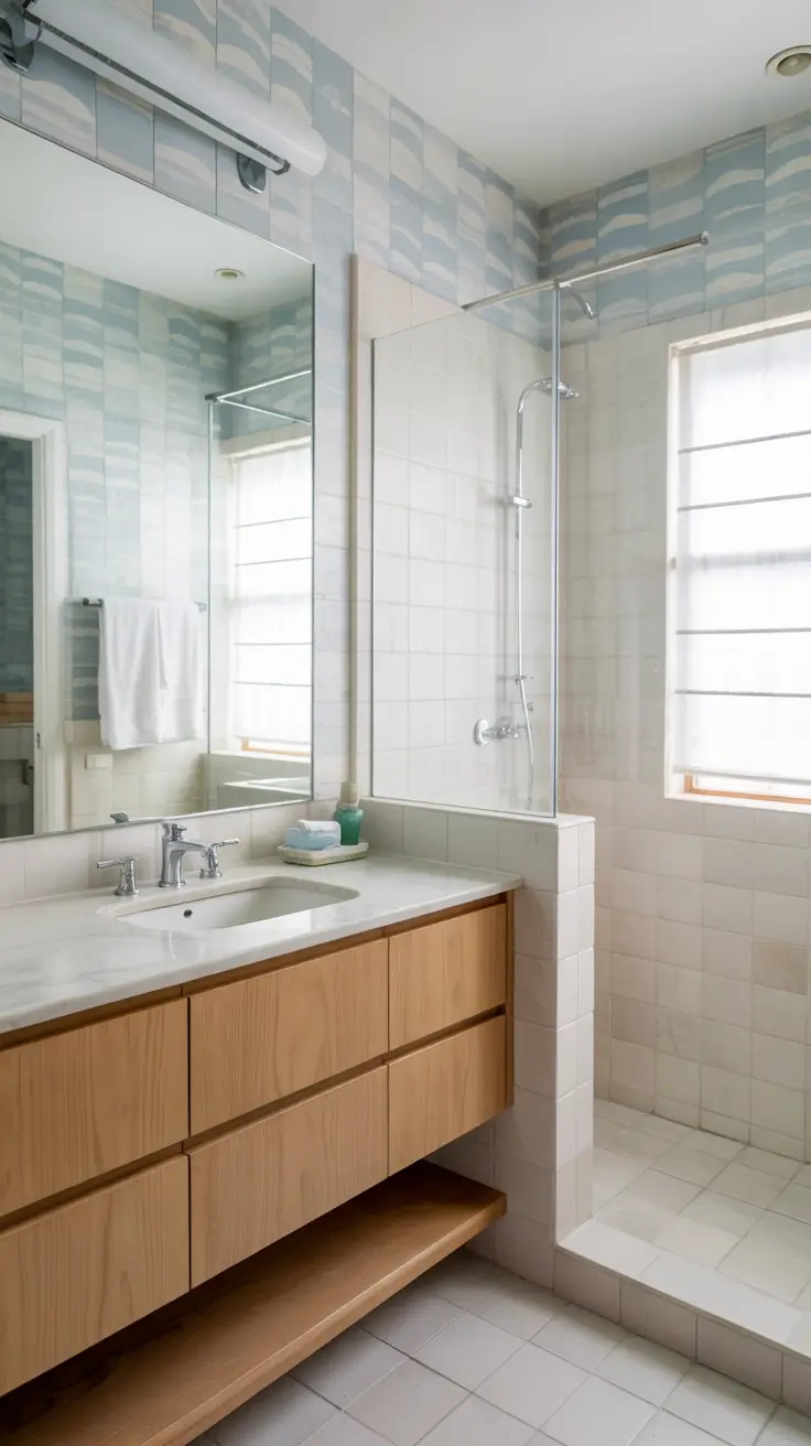 small bathroom ideas 2026 Small Bathroom Ideas Wallpaper Blue Coastal Mood