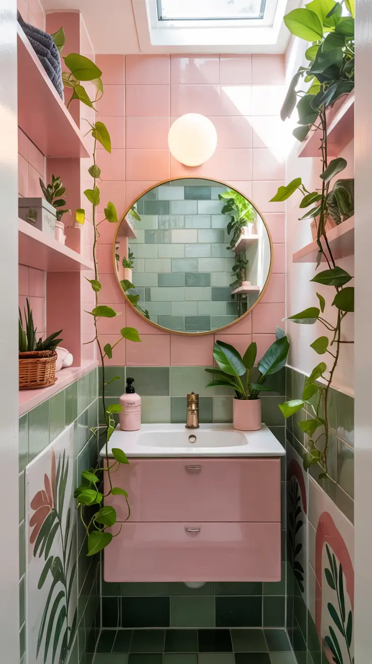 small bathroom ideas 2026 Small Bathroom Ideas Decorating With Pink And Green Accents