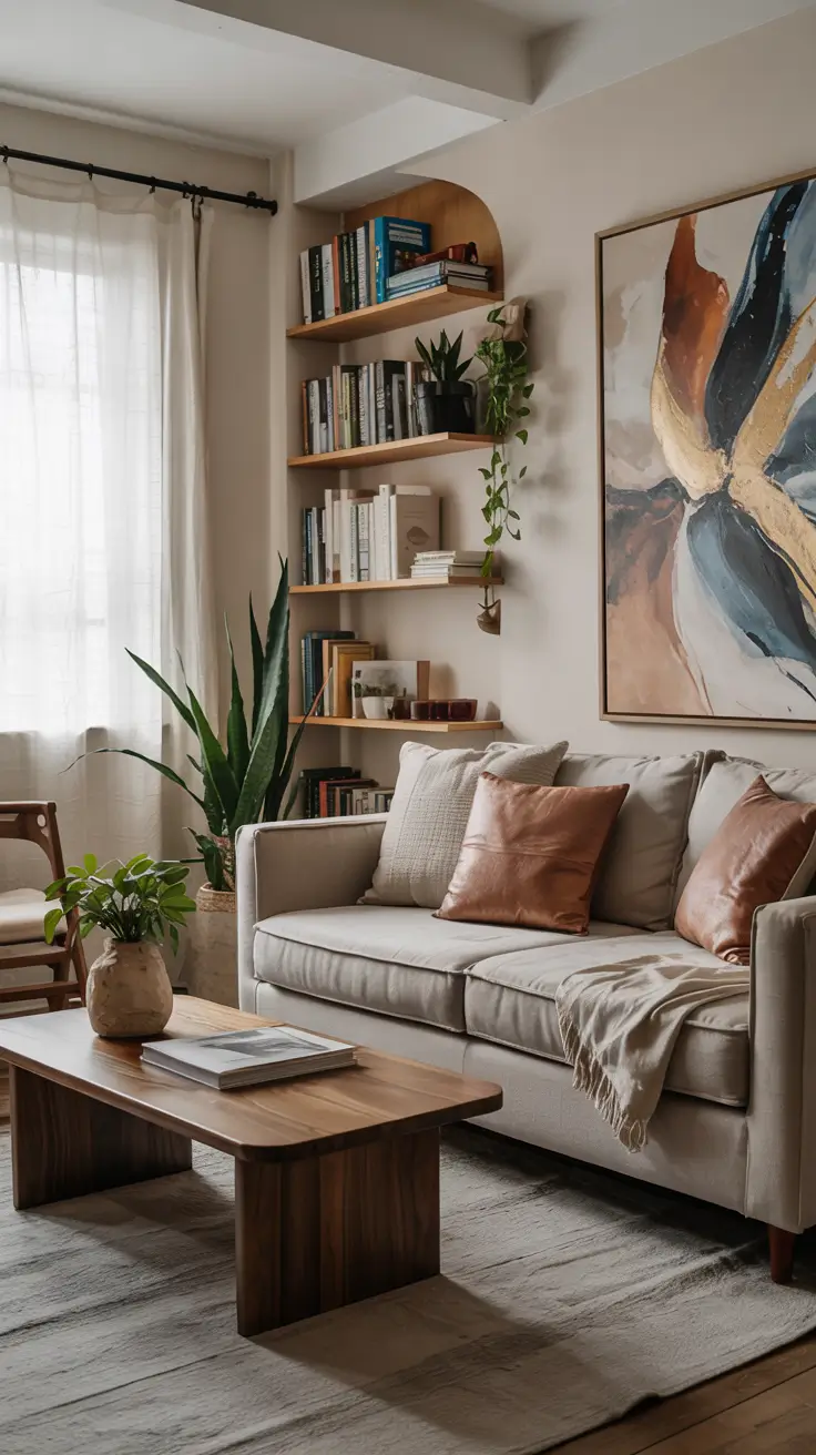 Vertical Storage Small Living Room Decor