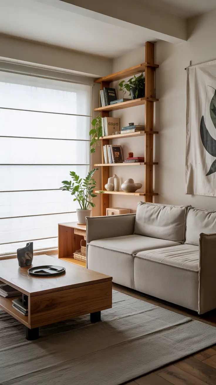 Open Shelving Small Living Room Decor