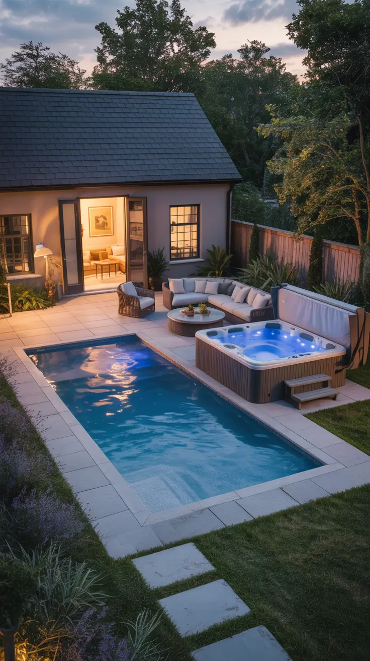 small pool ideas 2026 Small Pool Ideas With Hot Tub For Evening Relaxation