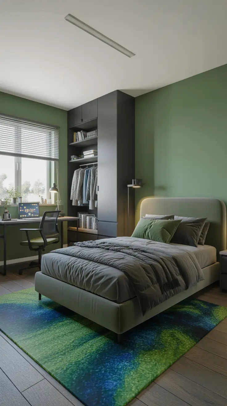 teens bedroom ideas 2026 Teens Bedroom Ideas Boys In Sage Green And Dark Tones