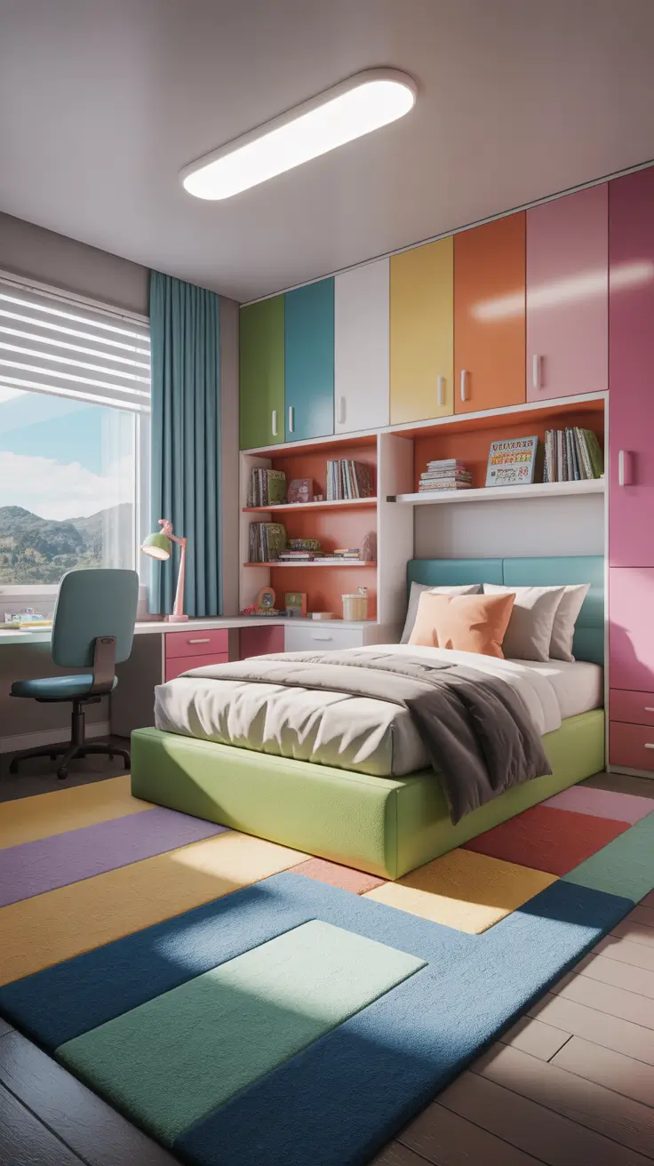 teens bedroom ideas 2026 Teens Bedroom Ideas With Playful Color Block Storage