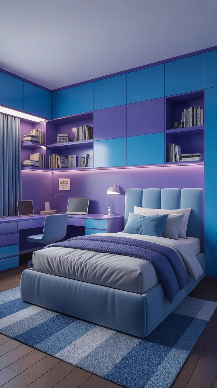 teens bedroom ideas 2026 Teens Bedroom Ideas Blue And Lavender Built In Statement