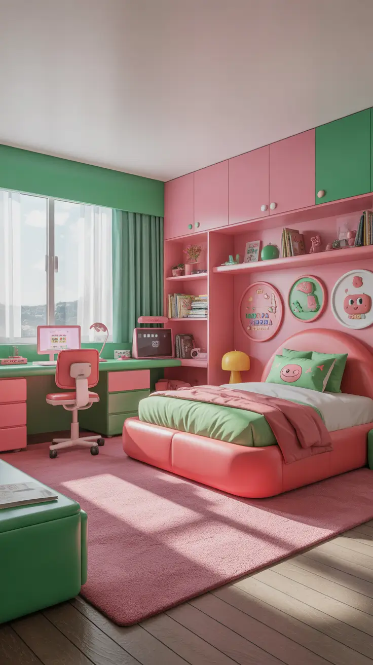 teens bedroom ideas 2026 Teens Bedroom Ideas With Playful Pink And Green Pop