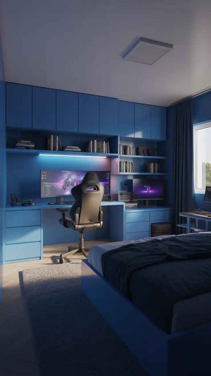 teens bedroom ideas 2026 Teens Bedroom Ideas For Boys With Dark Blue And Gaming Energy