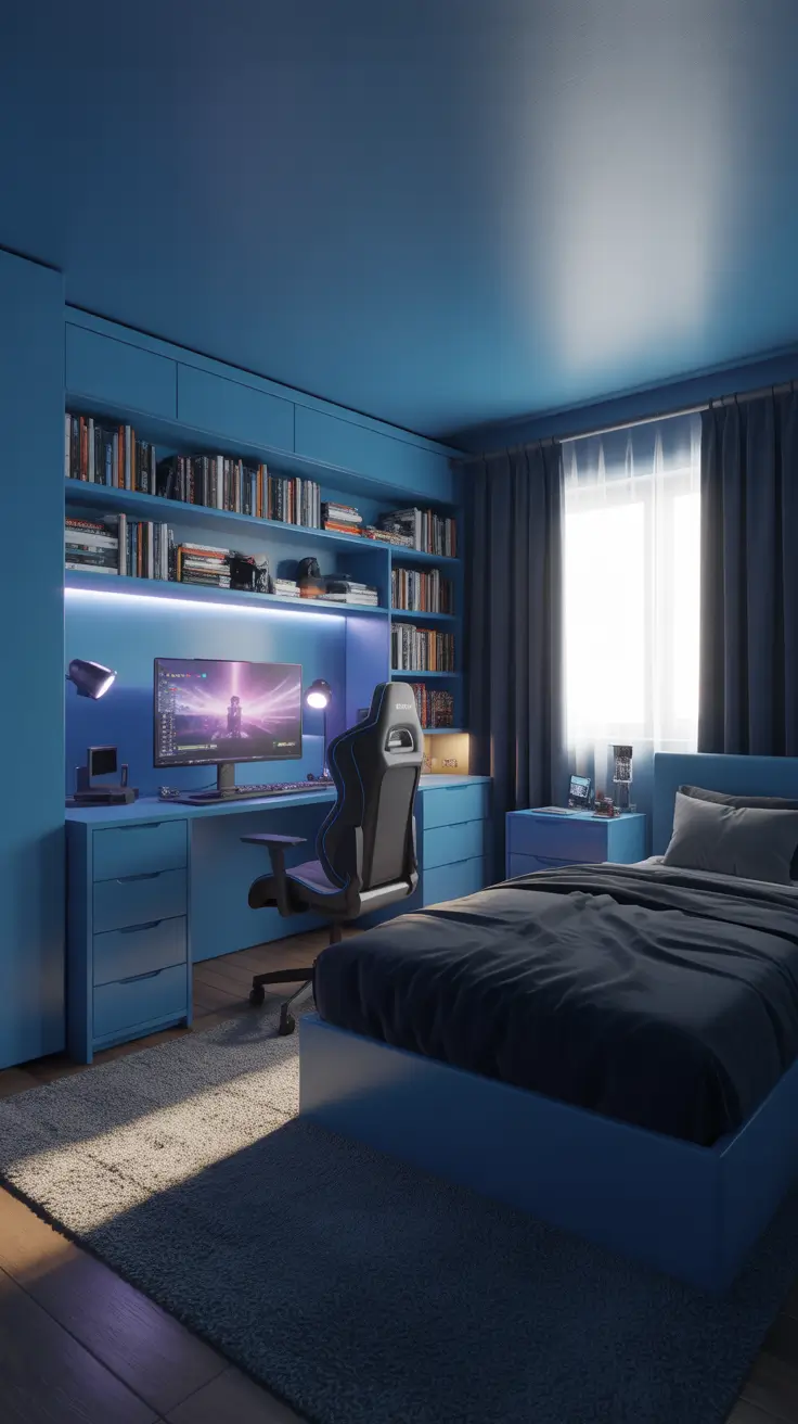 teens bedroom ideas 2026 Teens Bedroom Ideas For Boys With Dark Blue And Gaming Energy