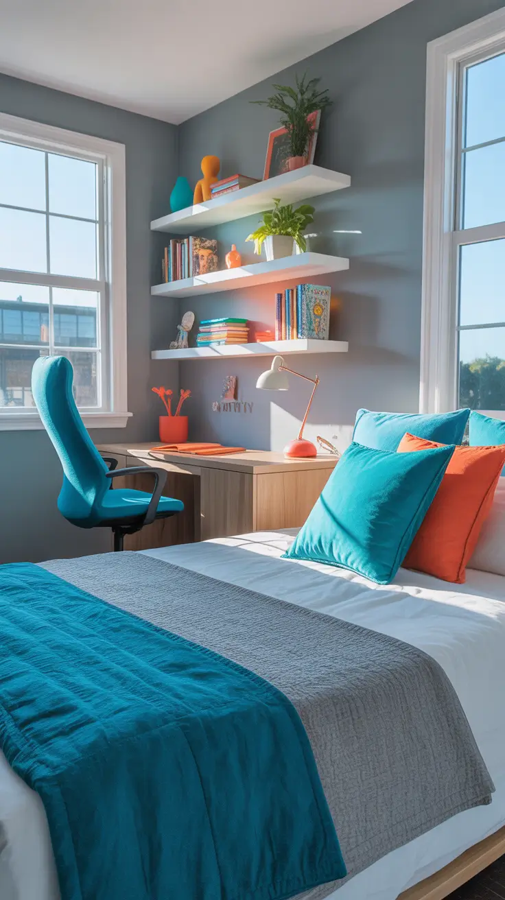 trendy gray bedroom ideas 2026 Gray Bedroom Ideas For Teens With Teal And Pop Of Color Energy
