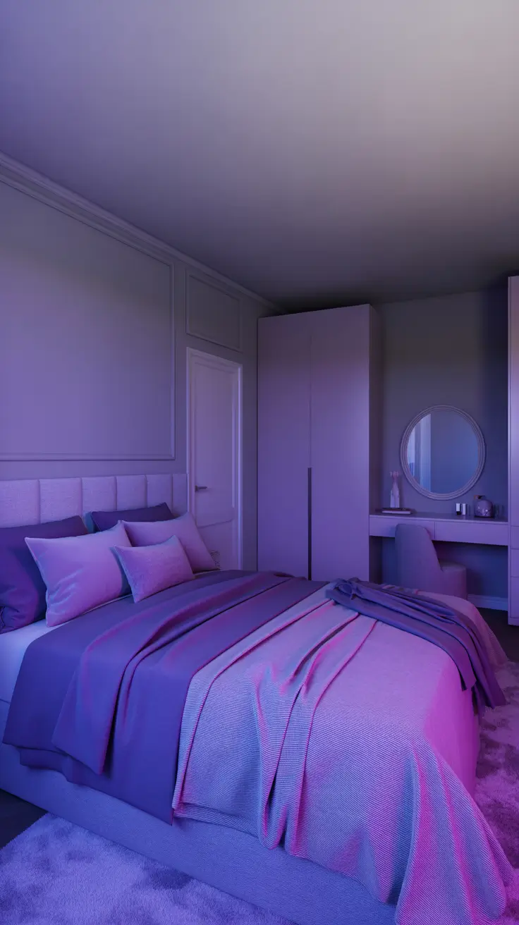 trendy gray bedroom ideas 2026 Gray Bedroom Ideas For Women With Purple And Blue And Glow
