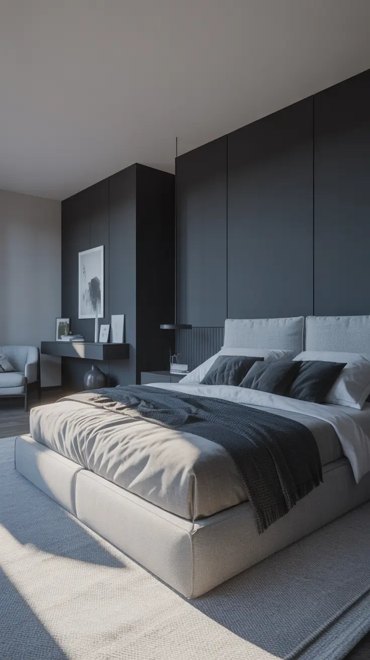 trendy gray bedroom ideas 2026 Gray Bedroom Ideas Modern With Light And Dark Contrast
