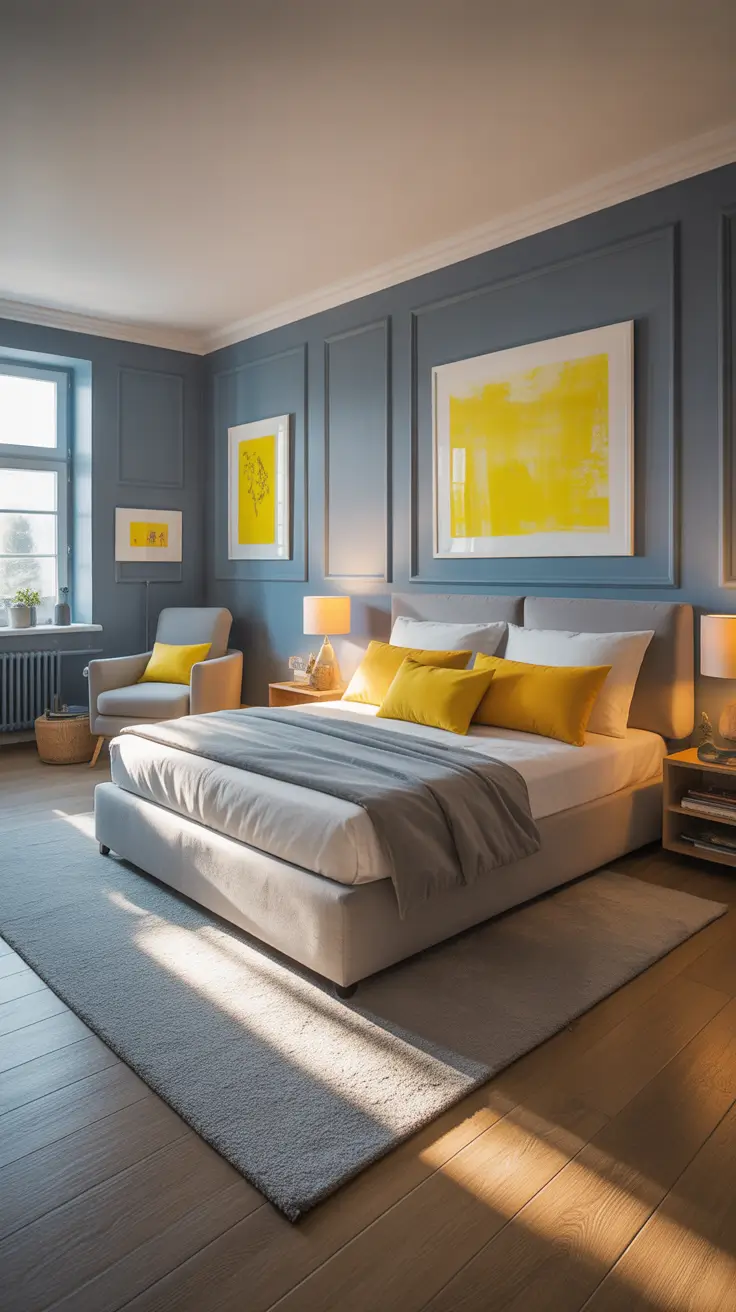 trendy gray bedroom ideas 2026 Gray Bedroom Ideas With Pop Of Color And Yellow And Accents