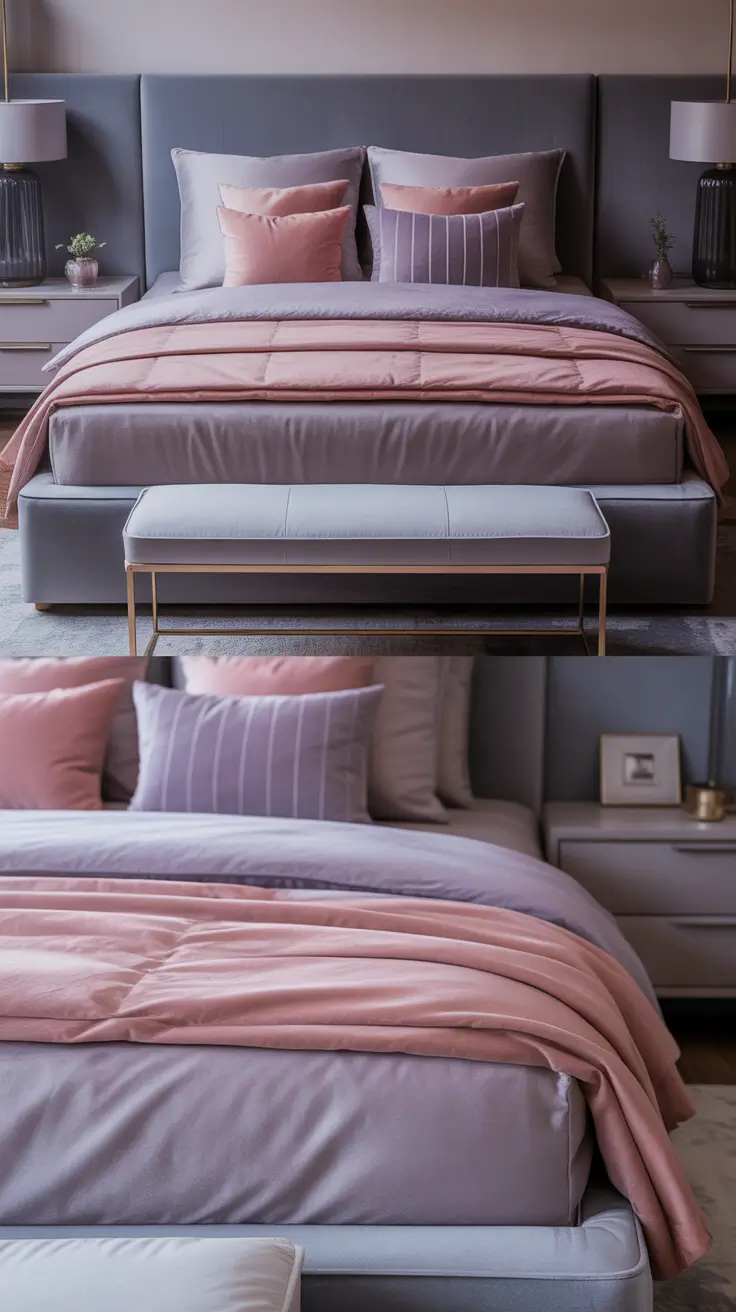 trendy gray bedroom ideas 2026 Gray Bedroom Ideas Aesthetic With Pink And Purple And Details