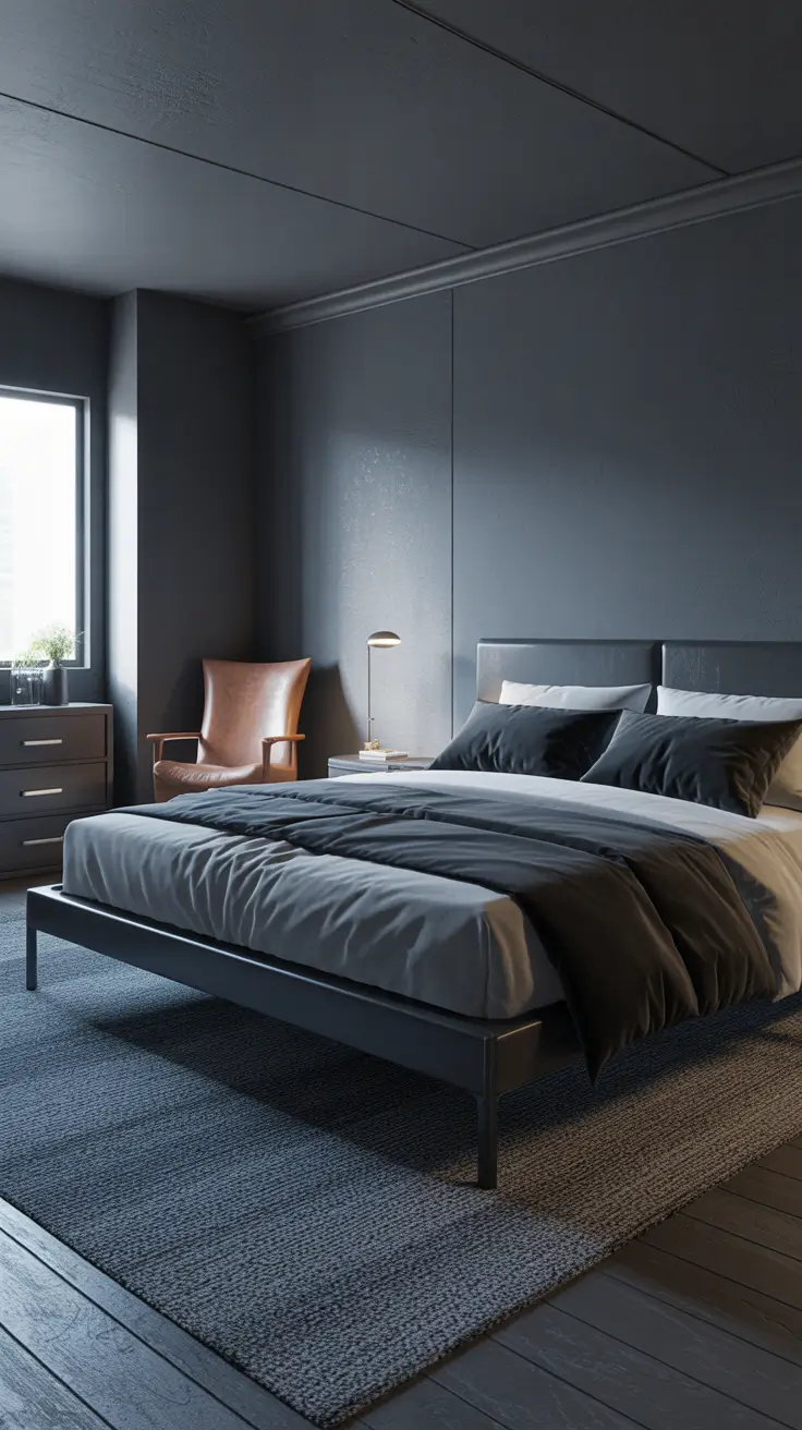 trendy gray bedroom ideas 2026 Gray Bedroom Ideas Men With Dark Black And White Edge