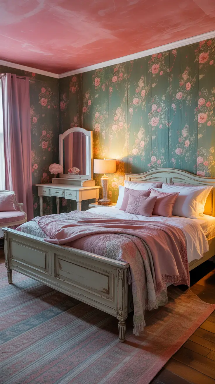 vintages bedroom ideas 2026 12 — Vintage Bedroom Ideas Shabby Chic Pink And Green Serenity