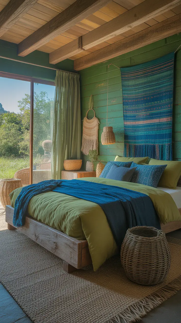 vintages bedroom ideas 2026 20 — Earthy Teal And Olive Vintage Bedroom Ideas Boho Layered Style