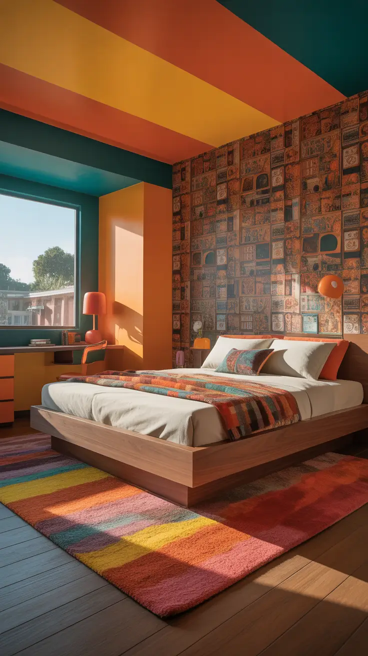vintages bedroom ideas 2026 22 — Retro Orange And Teal Vintage Bedroom Ideas Bold 70s Revival