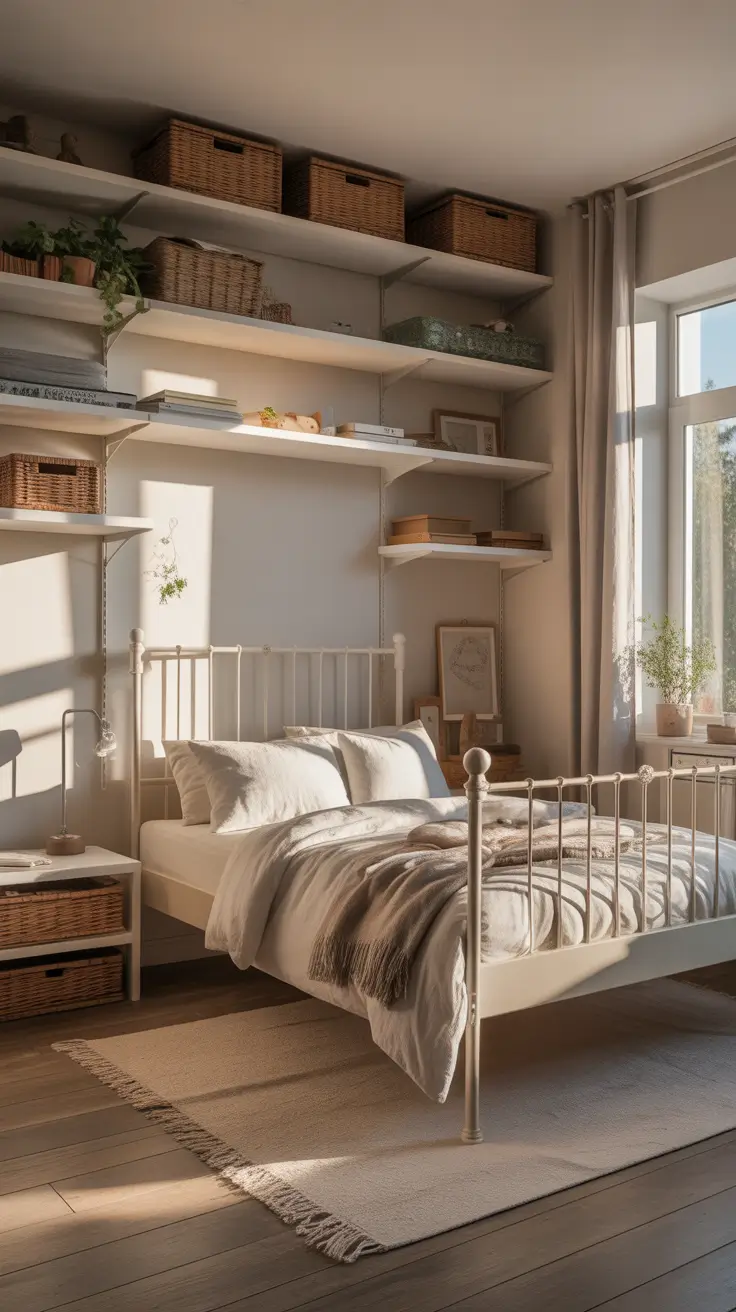 vintages bedroom ideas 2026 24 — Cozy Cottage Shelving Vintage Bedroom Ideas Light And Practical