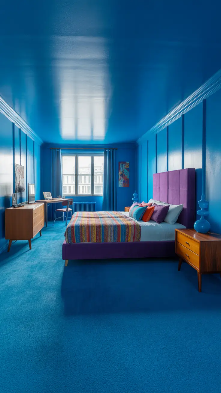 vintages bedroom ideas 2026 05 — Vintage Bedroom Ideas Retro Blue And Purple Eclectic Statements