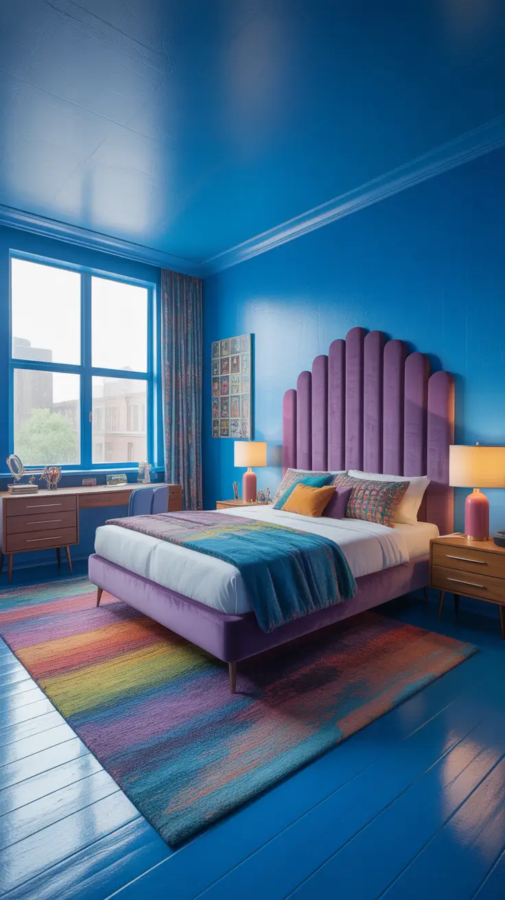 vintages bedroom ideas 2026 05 — Vintage Bedroom Ideas Retro Blue And Purple Eclectic Statements